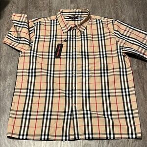 Classic Beige Plaid Men's Shirt